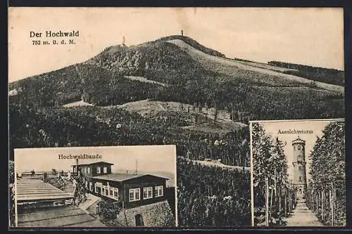 AK Oybin, Restaurant Hochwaldbaude und Aussichtsturm