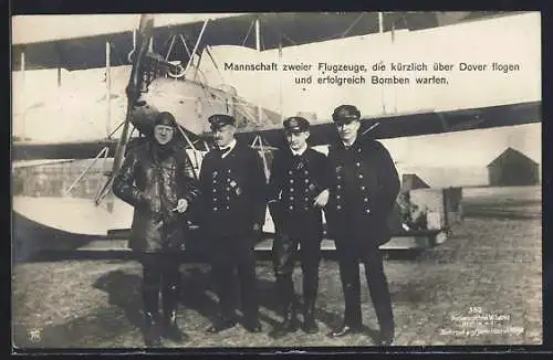 Foto-AK Sanke Nr. 350: Mannschaft zweier Wasserflugzeuge, die kürzlich Dover bombadierten