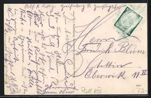 AK Greifenberg i. P., Genesungsheim Waldblick mit Garten