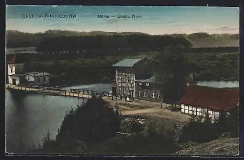 AK Dresow-Bandsechow, Mühle, Elektr. Werk