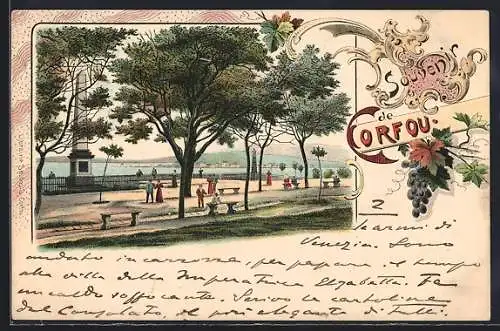 Lithographie Corfou, Panorama
