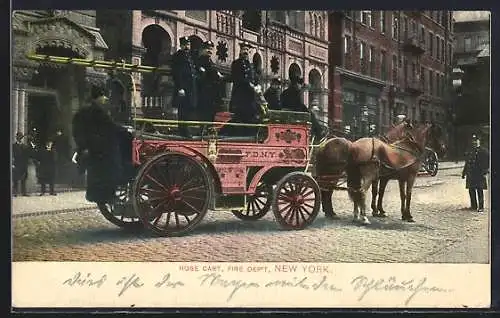 AK New York, Hose Cart, Fire Depot, Feuerwehr