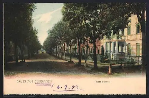 AK Gumbinnen, Partie in der Tilsiter Strasse