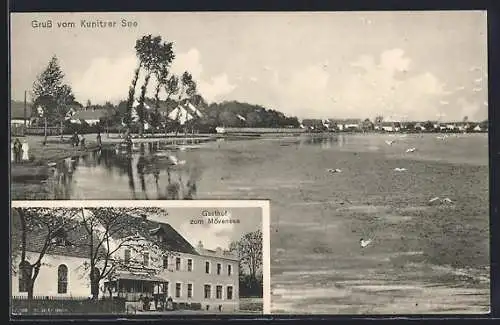 AK Kunitz, Gasthof zum Mövensee, Seepartie