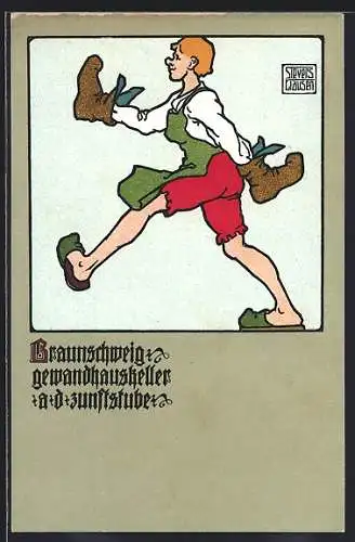 Künstler-AK sign. Sievers Clausen: Braunschweig, Gewandhauskeller an der Zunftstube, Schusterjunge