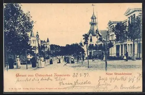 AK Zinnowitz, Blick in die Neue Strandstrasse