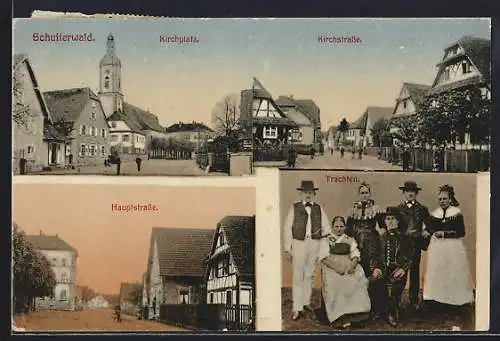 AK Schutterwald, Kirchplatz, Kirchenstrasse, Trachten