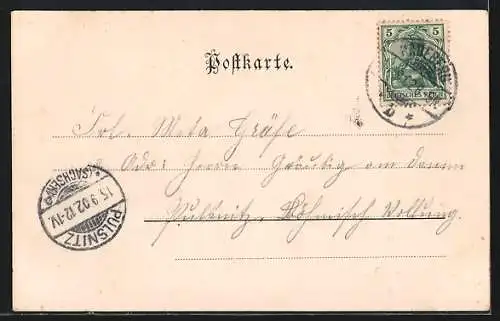AK Radeberg, Bahnhofstrasse mit Passanten