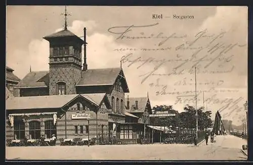 AK Kiel, Gasthof Seegarten mit Strassenpartie