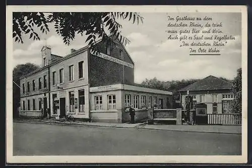 AK Köln-Wahn, Strassenpartie am Gasthaus zum deutschen Rhein
