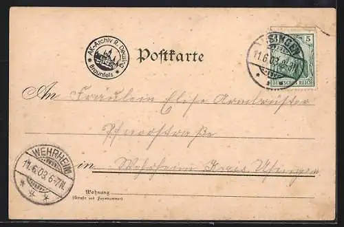 Lithographie Usingen, Bahnhof mit Dampflok, Kaiserliches Postamt, Kgl. Lehrerseminar