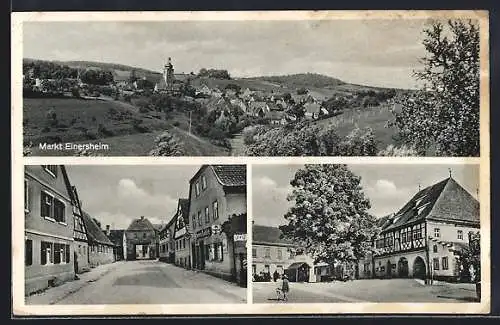 AK Markt Einersheim, Strassenpartie im Zentrum, Panoramablick auf das Dorf