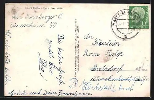 AK Markt Einersheim, Strassenpartie im Zentrum, Panoramablick auf das Dorf