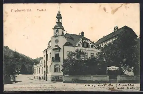AK Niederwartha, Gasthof mit Strassenpartie
