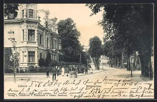 AK Lübeck, Strasseneck an der Mühlenbrücke
