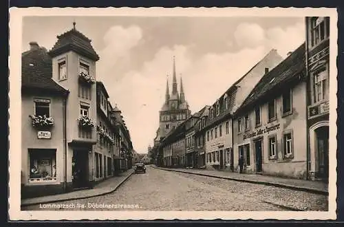 AK Lommatzsch, Döbelnerstrasse mit Geschäften