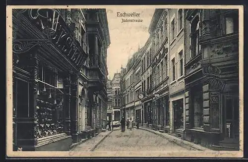 AK Eschweiler, Judenstrasse mit Geschäften
