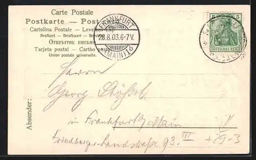 Lithographie Liebenzell, Frau sitzt auf einer Bank einem Tisch, Ortsansicht