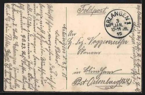 AK Erlangen, Schillerstrasse mit Wohnhäusern