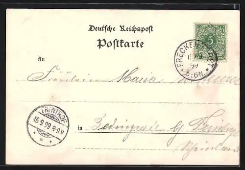 Lithographie Freckenhorst, Blick auf das Pensionat und die Gartenanlage