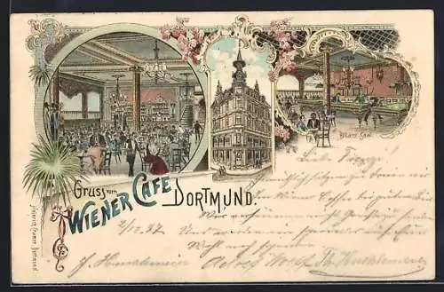 Lithographie Dortmund, Wiener Cafe, Billard-Saal