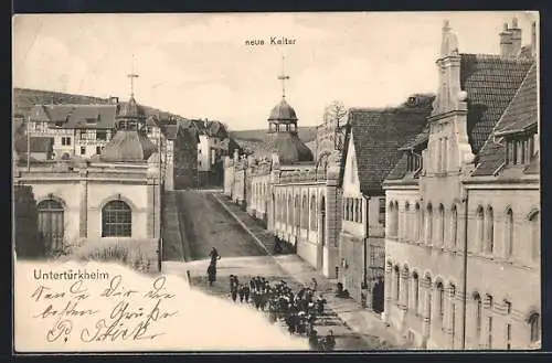 AK Untertürkheim, Ortspartie mit Gasthaus neue Kelter und Kindergruppe