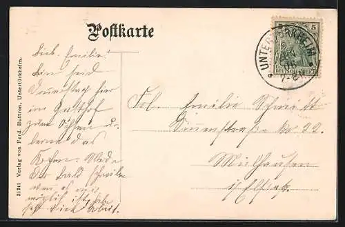 AK Untertürkheim, Ortspartie mit Gasthaus neue Kelter und Kindergruppe