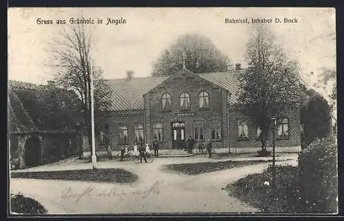 AK Grünholz / Angeln, Portal vom Gasthof von D. Bock