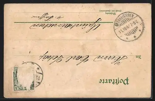 Lithographie Ingersleben, Gasthaus Felsenkeller von E. Zaumseil, Gartenlocal, Villa des Herrn Ökonomierat Wagner