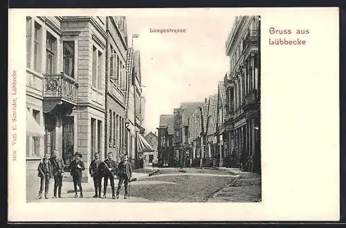 AK Lübbecke, Langestrasse mit Kindern