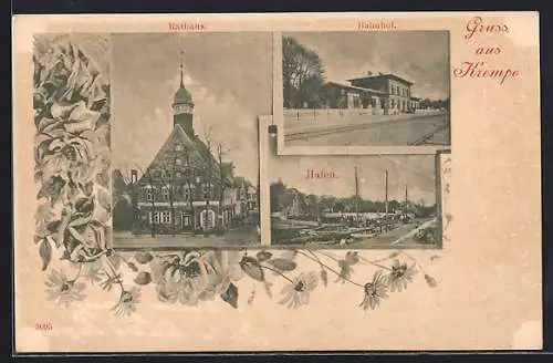 AK Krempe, Rathaus, Bahnhof, Hafen