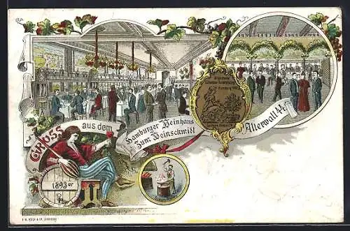 Lithographie Hamburg, Weinhaus zum Weinschmidt, Alterwall 44