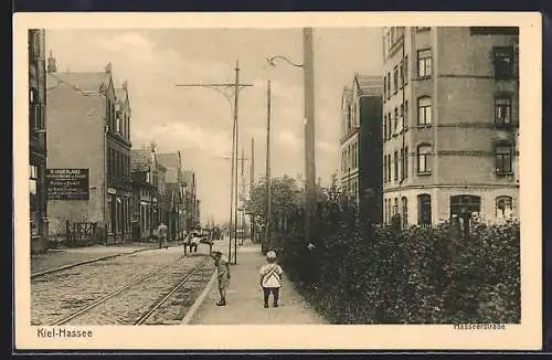 AK Kiel-Hassee, Hasseerstrasse mit Geschäften
