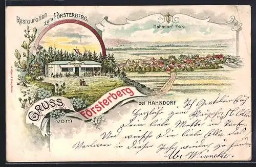 Lithographie Hahndorf, Restaurant Zum Försterberg, Gesamtansicht
