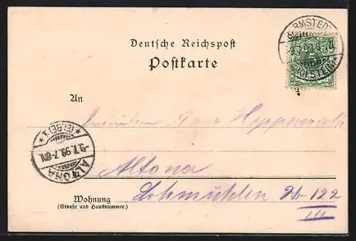 Lithographie Barmstedt, Kaiserl. Postamt, Schleuse b. Ranzau, Kirche