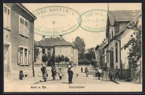 AK Kehl a. Rh., Karlstrasse am Colonialwarengeschäft