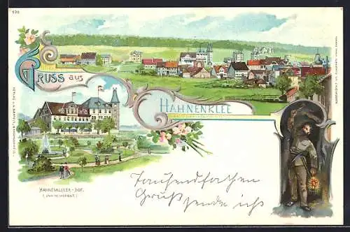 Lithographie Hahnenklee, Gasthaus Hahnenkleer-Hof, Ortsansicht