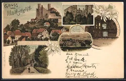 Lithographie Hanstein, Totalansicht mit Burgsaal