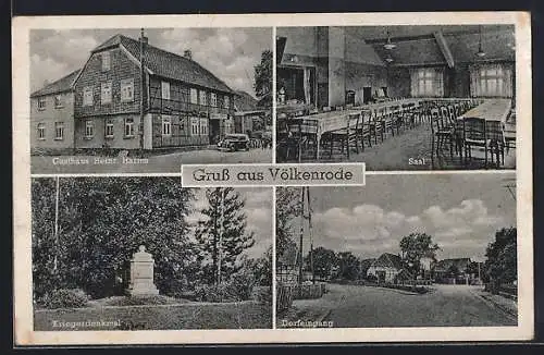 AK Völkenrode, Gasthaus Heinr. Harms, Inneres Saal, Kriegerdenkmal