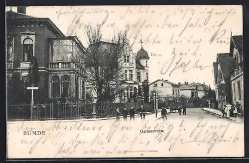 AK Bünde, Gartenstrasse mit Kindern