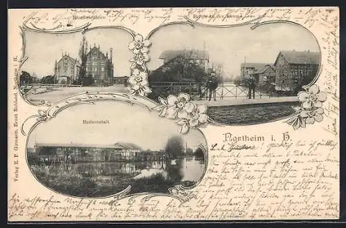 AK Northeim i. H., Badeanstalt, Rhumemühlen, Partie an der Rhüme