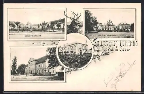 AK Holle, Gasthof Heidekrug und Schloss Söder, Orangen-Haus, Parkanlage