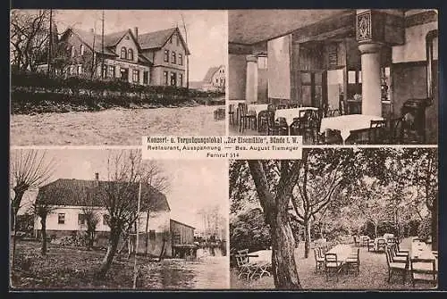 AK Bünde i. W., Konzert- und Vergnügungslokal Zur Eisenmühle, Innenansicht, Garten