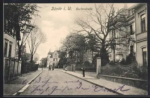 AK Bünde i. W., Gartenstrasse mit Villen