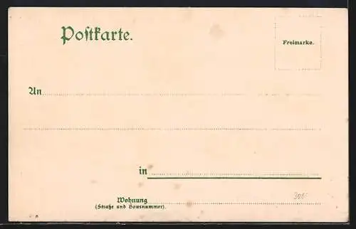 Lithographie Wunstorf, Präparanden-Anstalt, Post, Wasser-Partie