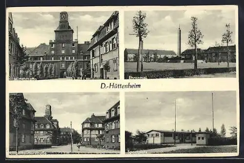 AK Hüttenheim /Duisburg, Sportplatz, Mittelstrasse, Ungelheimerstrasse