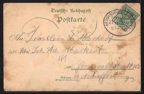 Lithographie Seesen, Partie mit Bahnhof, Denkmal m. Kirche, Jacobson-Schule & Kur-Hotel