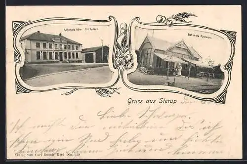 AK Sterup, Bahnhofs Hotel v. Chr. Callsen, Bahnhofs Pavillon