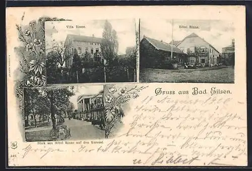 AK Bad Eilsen, Hotel Rinne mit Blick auf den Kursaal, Villa Rinne