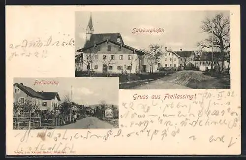 AK Freilassing, Ortspartie mit Salzburghofen